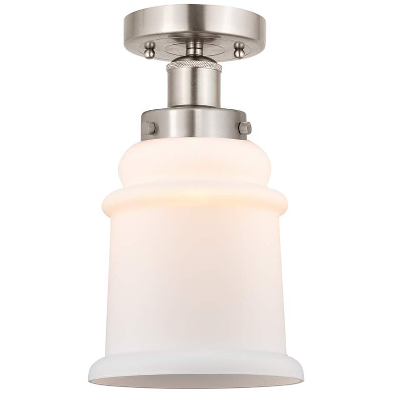 Image 1 Edison Canton 6" Brushed Satin Nickel Semi Flush Mount w/ Matte White