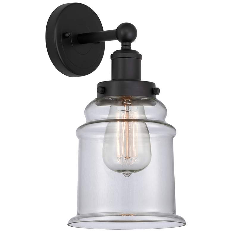 Image 1 Edison Canton 6" Matte Black Sconce w/ Clear Shade