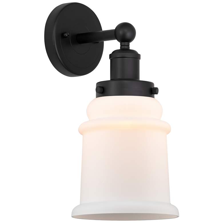 Image 1 Edison Canton 6" Matte Black Sconce w/ Matte White Shade