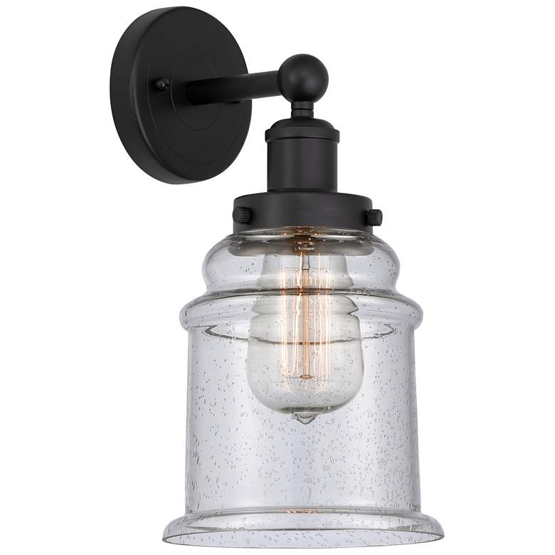 Image 1 Edison Canton 6" Matte Black Sconce w/ Seedy Shade