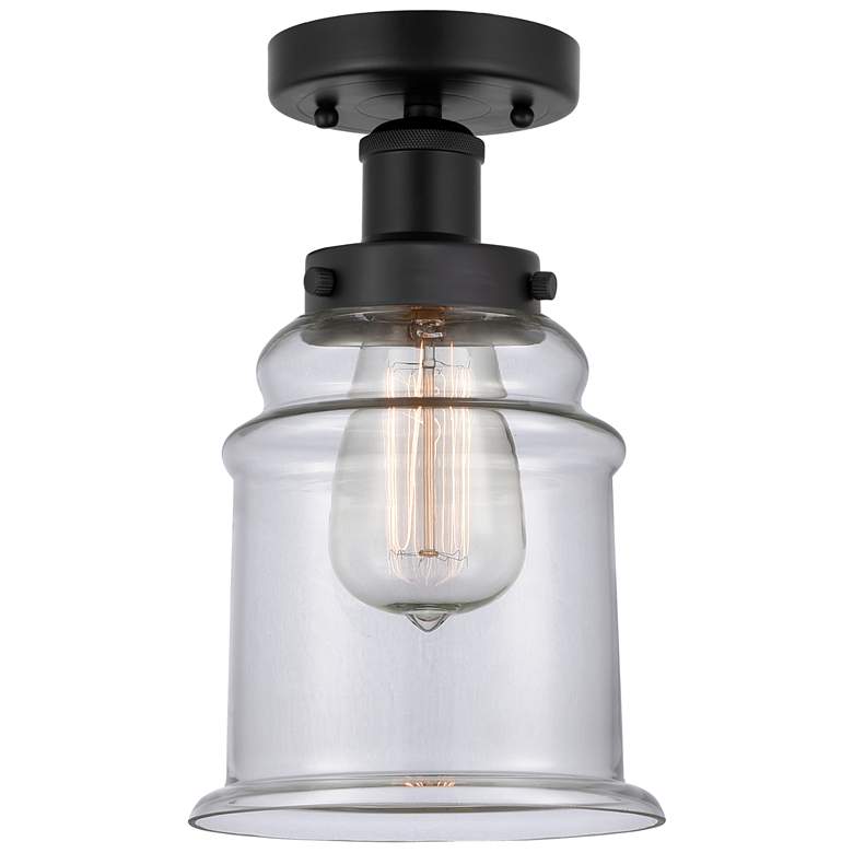 Image 1 Edison Canton 6" Matte Black Semi Flush Mount w/ Clear Shade