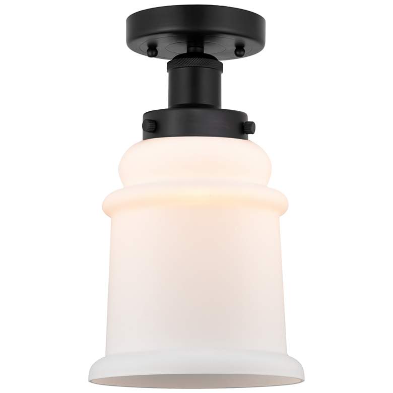 Image 1 Edison Canton 6" Matte Black Semi Flush Mount w/ Matte White Shade