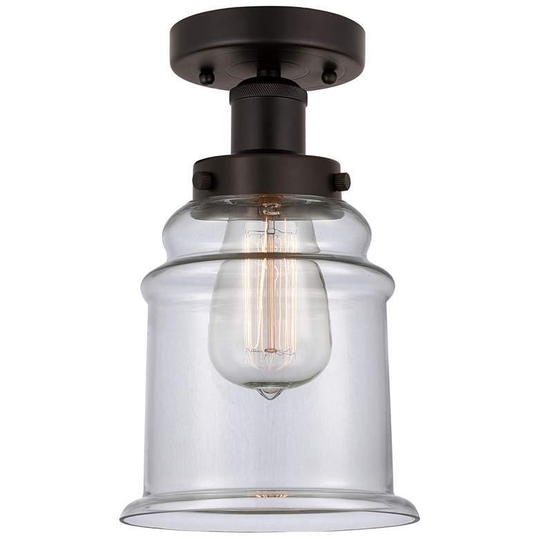 Image 1 Edison Canton 6" Oil Rubbed Bronze Semi Flush Mount w/ Clear Shade