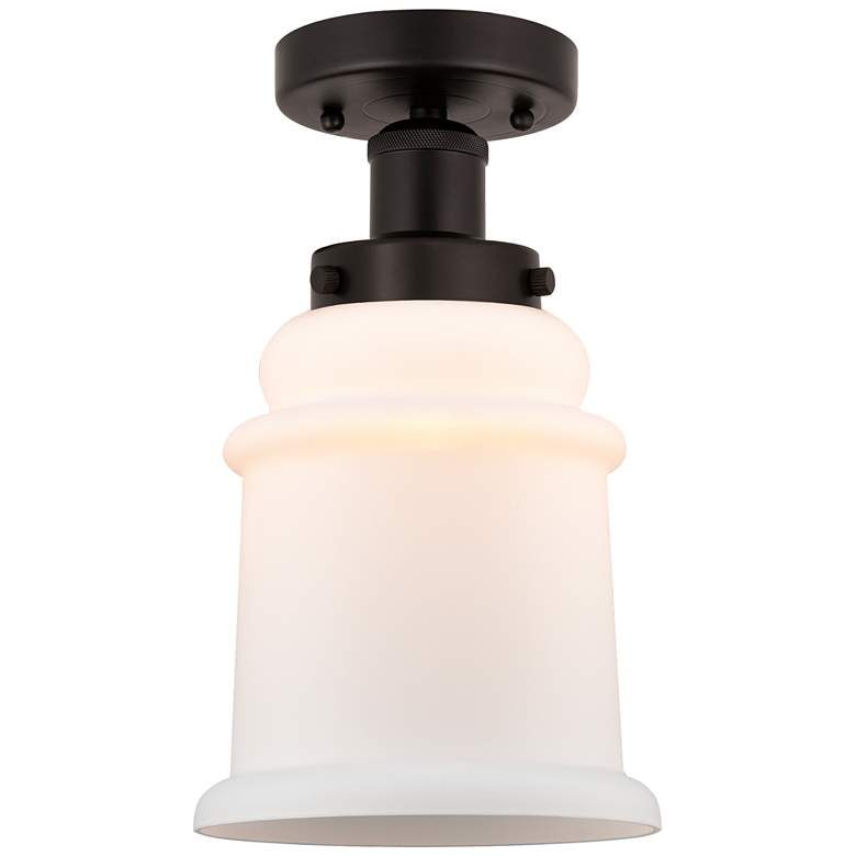 Image 1 Edison Canton 6" Oil Rubbed Bronze Semi Flush Mount w/ Matte White Sha