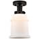 Edison Canton 6" Oil Rubbed Bronze Semi Flush Mount w/ Matte White Sha