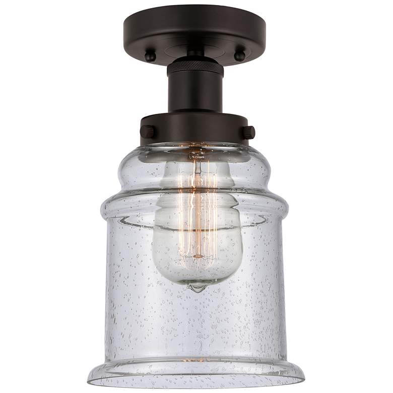 Image 1 Edison Canton 6" Oil Rubbed Bronze Semi Flush Mount w/ Seedy Shade