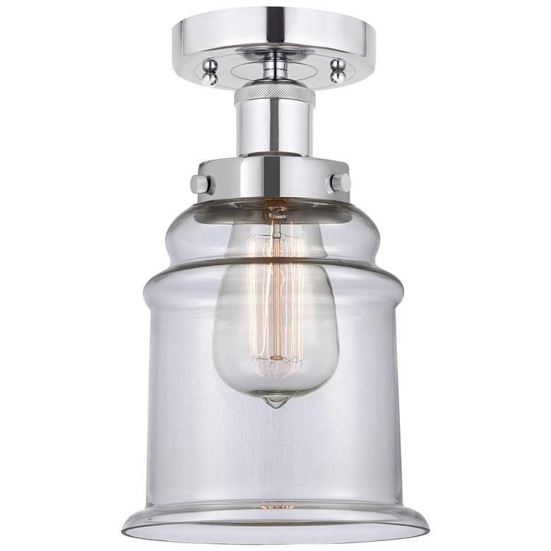 Image 1 Edison Canton 6" Polished Chrome Semi Flush Mount w/ Clear Shade