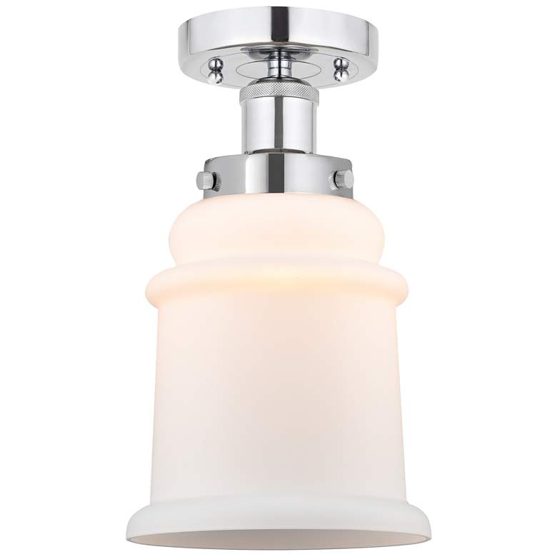 Image 1 Edison Canton 6" Polished Chrome Semi Flush Mount w/ Matte White Shade