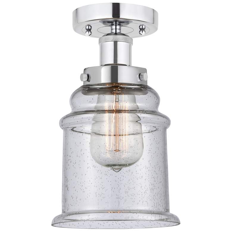 Image 1 Edison Canton 6" Polished Chrome Semi Flush Mount w/ Seedy Shade
