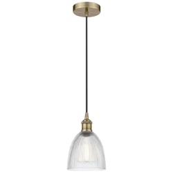 Edison Castile 6" Antique Brass Cord Hung Mini Pendant w/ Clear Shade