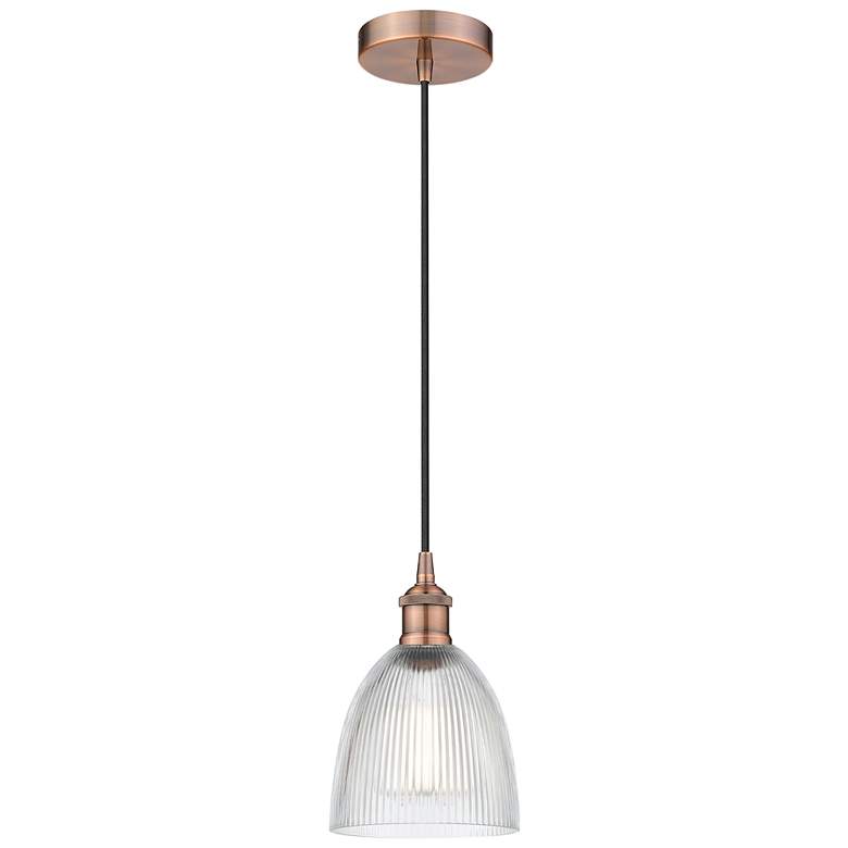 Image 1 Edison Castile 6" Antique Copper Cord Hung Mini Pendant w/ Clear Shade