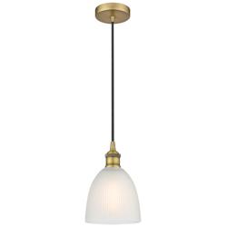 Edison Castile 6" Brushed Brass Cord Hung Mini Pendant w/ White Shade