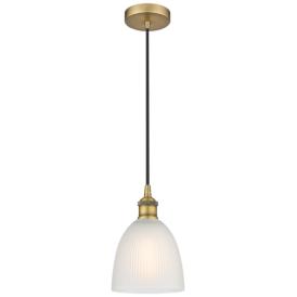 Edison Castile 6" Brushed Brass Cord Hung Mini Pendant w/ White Shade Edison Castile 6" Brushed Brass Cord Hung Mini Pendant w/ White Shade