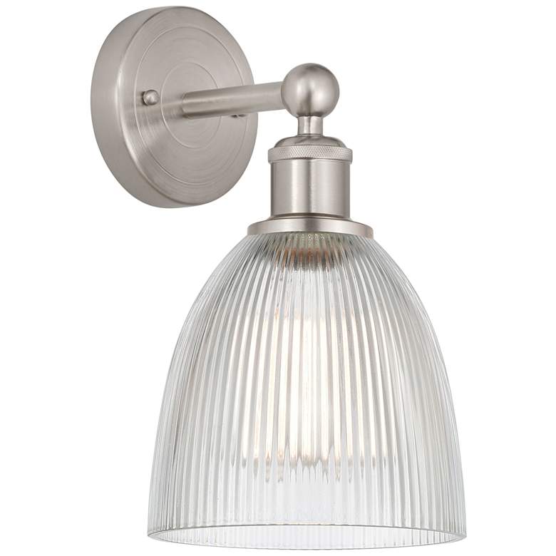 Image 1 Edison Castile 6" Brushed Satin Nickel Sconce w/ Clear Shade