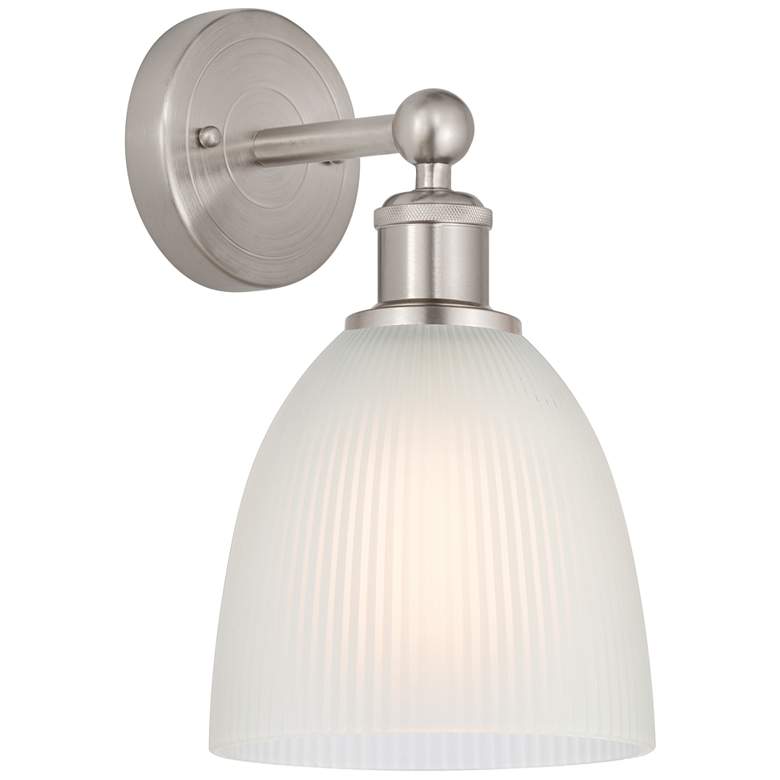 Image 1 Edison Castile 6" Brushed Satin Nickel Sconce w/ White Shade