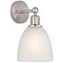 Edison Castile 6" Brushed Satin Nickel Sconce w/ White Shade