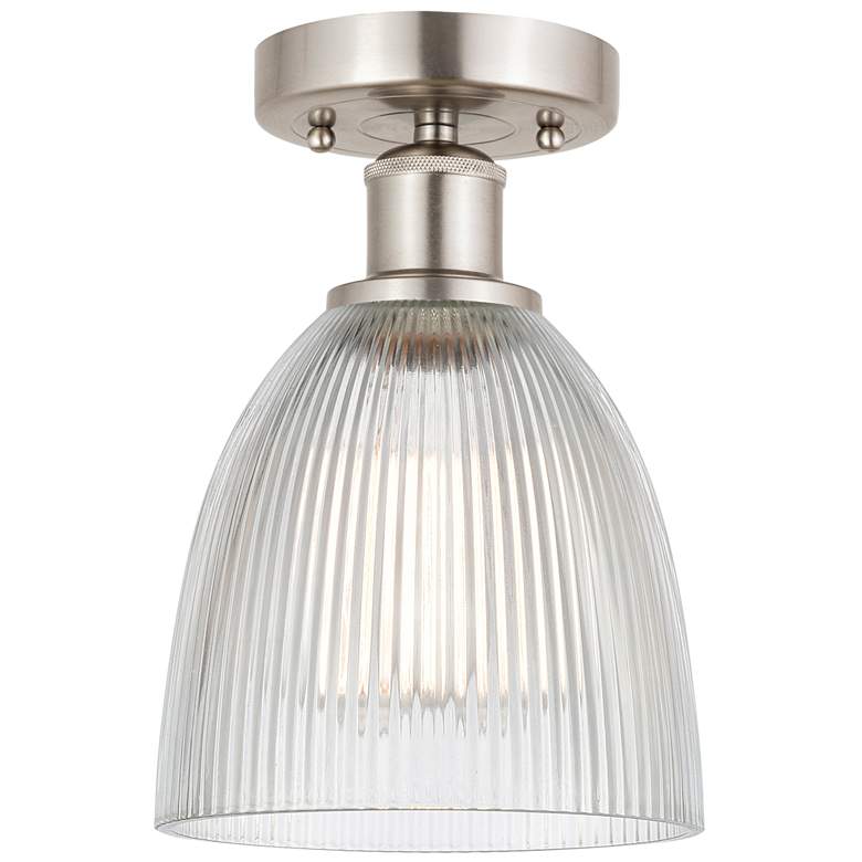 Image 1 Edison Castile 6" Brushed Satin Nickel Semi Flush Mount w/ Clear Shade