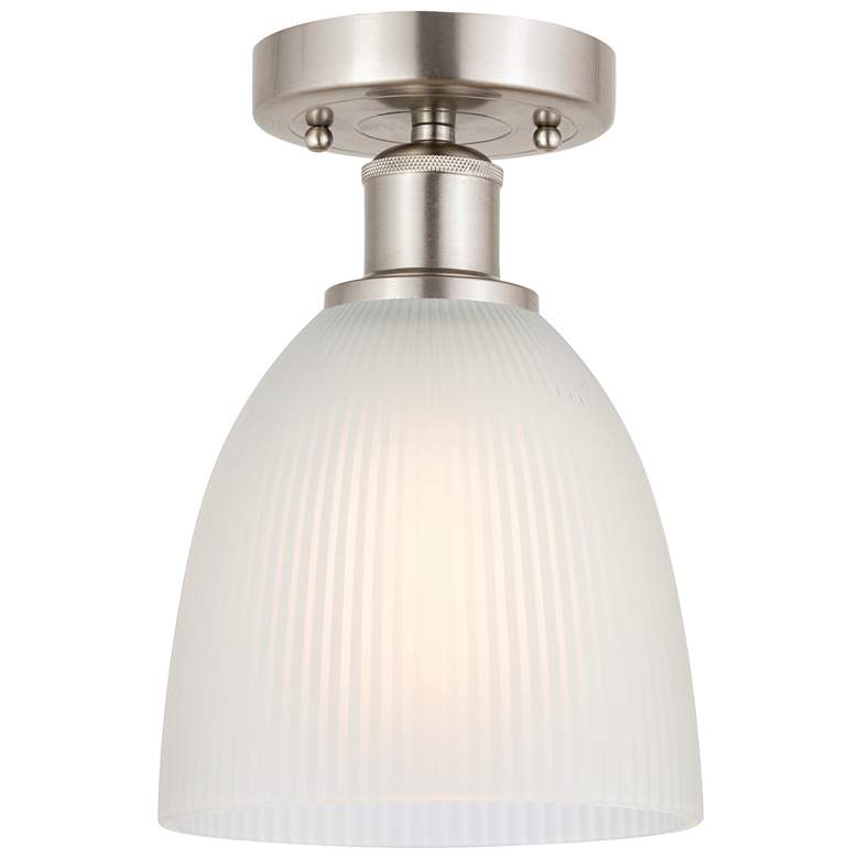 Image 1 Edison Castile 6" Brushed Satin Nickel Semi Flush Mount w/ White Shade
