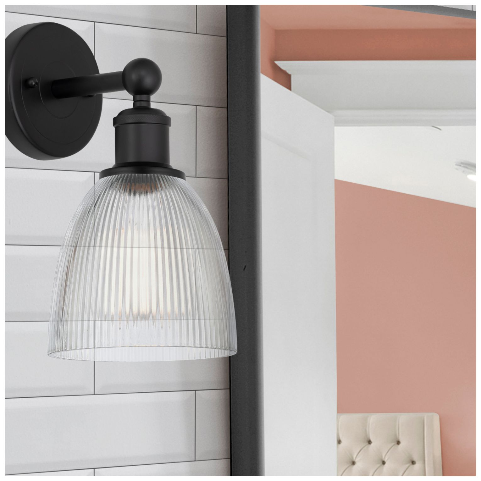 Edison Castile 6" Matte Black Sconce w/ Clear Shade