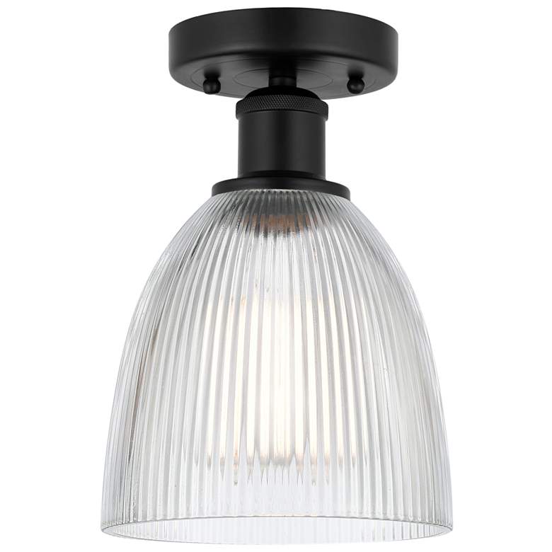 Image 1 Edison Castile 6" Matte Black Semi Flush Mount w/ Clear Shade