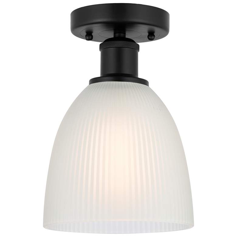 Image 1 Edison Castile 6" Matte Black Semi Flush Mount w/ White Shade