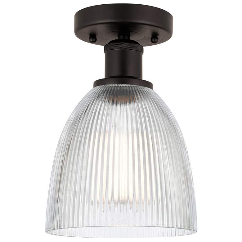 Image 1 Edison Castile 6" Oil Rubbed Bronze Semi Flush Mount w/ Clear Shade