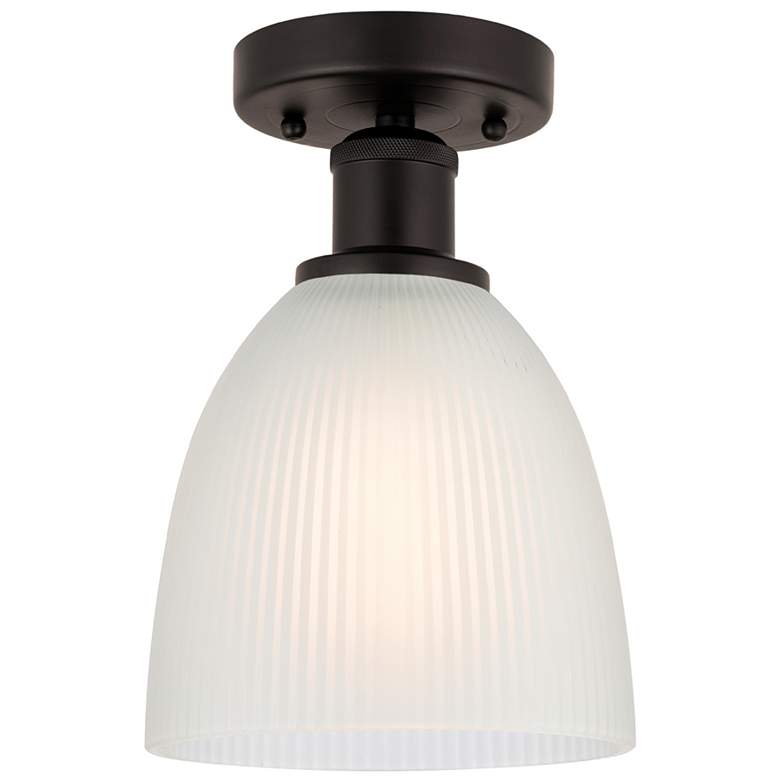 Image 1 Edison Castile 6" Oil Rubbed Bronze Semi Flush Mount w/ White Shade