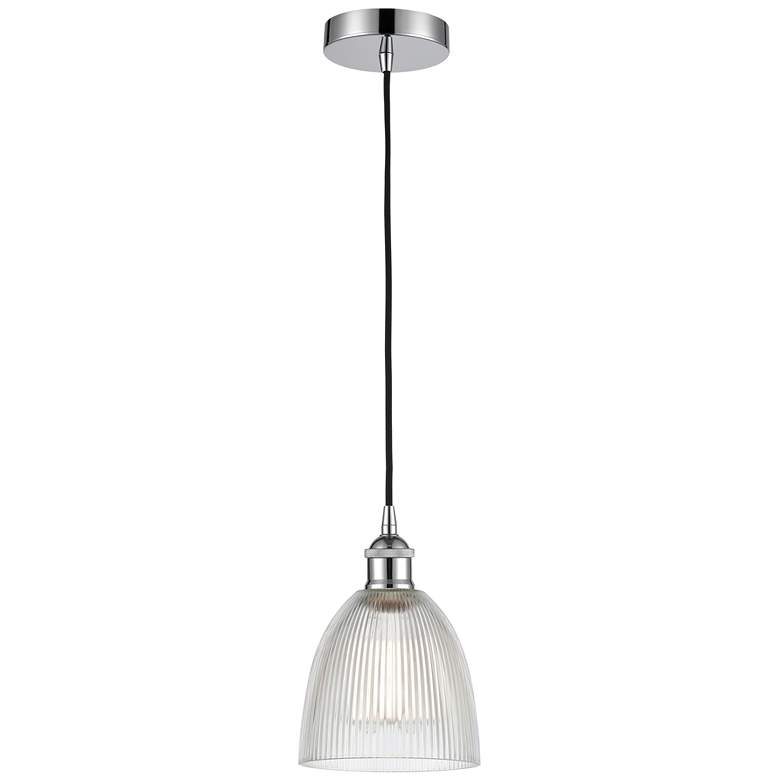 Image 1 Edison Castile 6" Polished Chrome Cord Hung Mini Pendant w/ Clear Shad