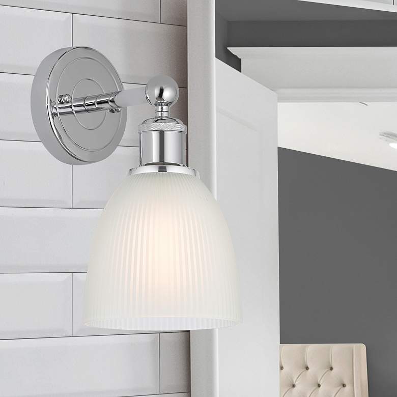 Image 1 Edison Castile 6" Polished Chrome Sconce w/ White Shade