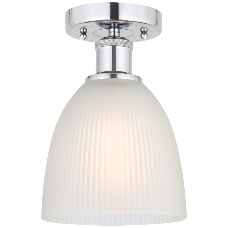 Image 1 Edison Castile 6" Polished Chrome Semi Flush Mount w/ White Shade