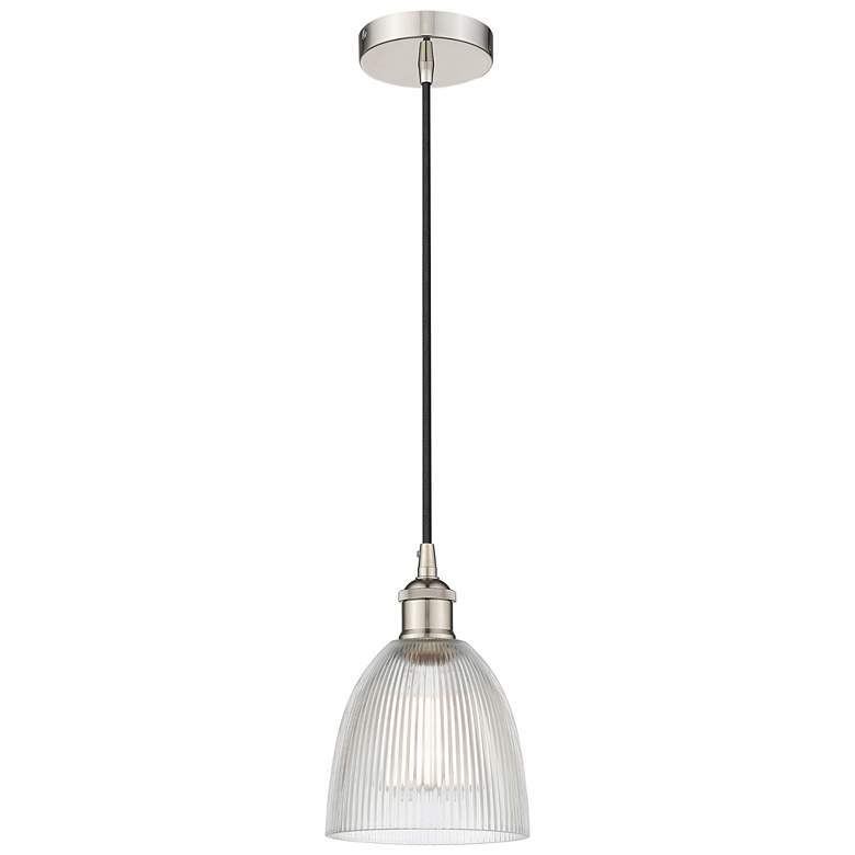 Image 1 Edison Castile 6" Polished Nickel Cord Hung Mini Pendant w/ Clear Shad