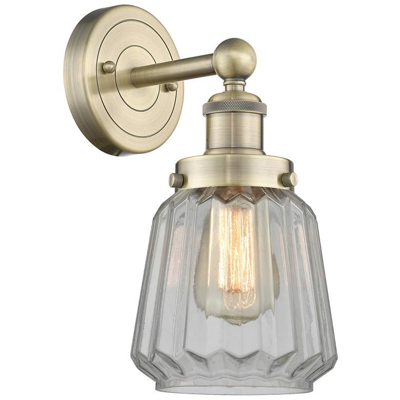 Image 1 Edison Chatham 10"High Antique Brass Sconce With Matte White Shade