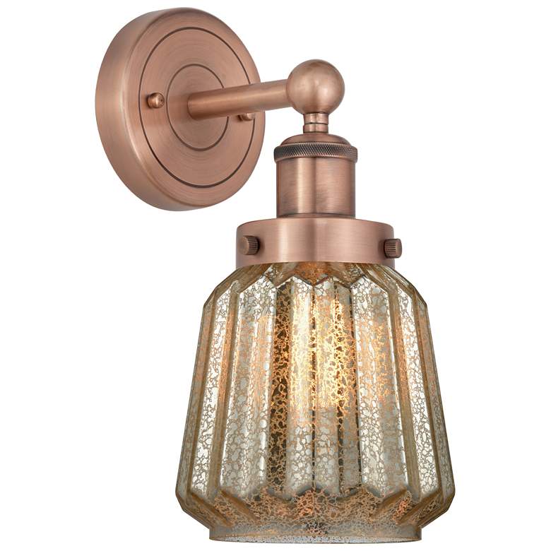 Image 1 Edison Chatham 10"High Antique Copper Sconce With Clear Shade