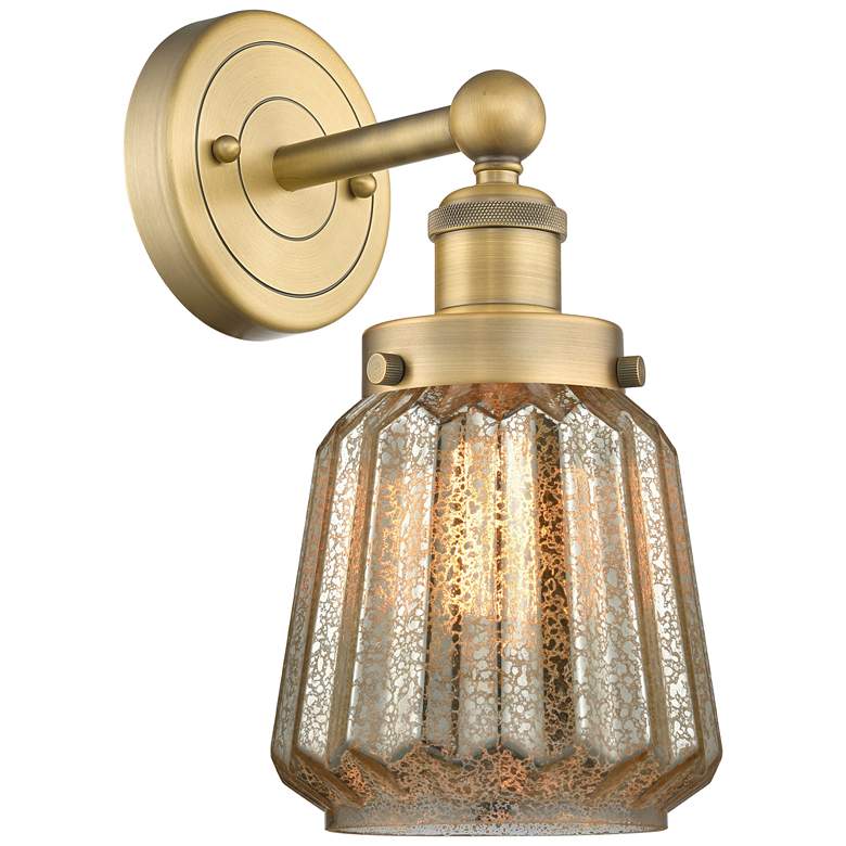 Image 1 Edison Chatham 10"High Brushed Brass Sconce With Clear Shade
