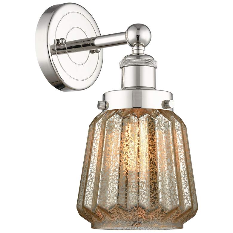 Image 1 Edison Chatham 10"High Polished Nickel Sconce With Clear Shade