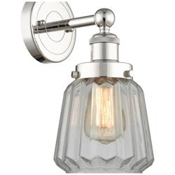 Edison Chatham 10&quot;High Polished Nickel Sconce With Matte White Shade