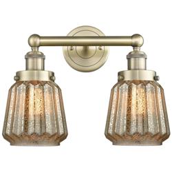 Edison Chatham 15.5"W 2 Light Antique Brass Bath Light With Clear Shad