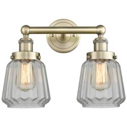 Edison Chatham 15.5"W 2 Light Antique Brass Bath Light With White Shad