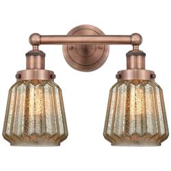Edison Chatham 15.5&quot;W 2 Light Antique Copper Bath Light With Clear Sha