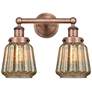 Edison Chatham 15.5"W 2 Light Antique Copper Bath Light With Clear Sha