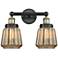 Edison Chatham 15.5"W 2 Light Black Brass Bath Light With Clear Shade