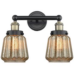 Edison Chatham 15.5"W 2 Light Black Brass Bath Light With Clear Shade