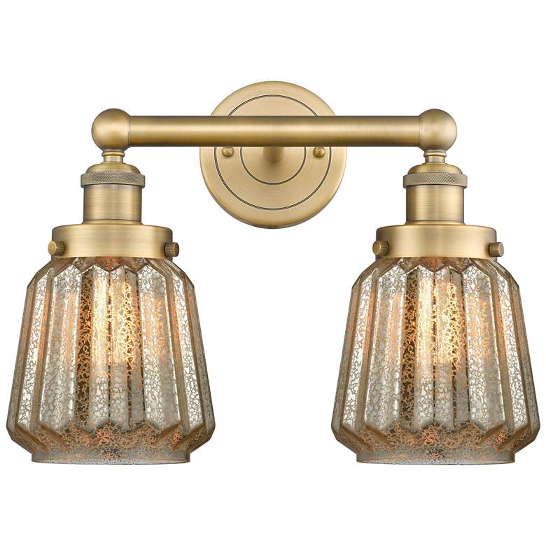 Image 1 Edison Chatham 15.5"W 2 Light Brushed Brass Bath Light With Clear Shad