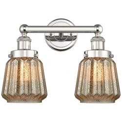 Edison Chatham 15.5&quot;W 2 Light Polished Nickel Bath Light With Clear Sh