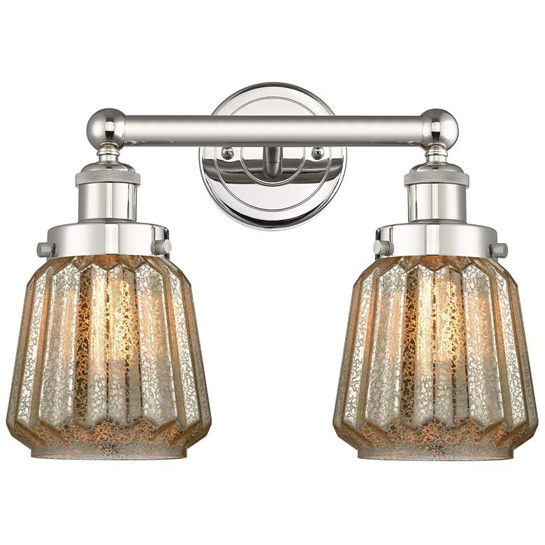 Image 1 Edison Chatham 15.5"W 2 Light Polished Nickel Bath Light With Clear Sh