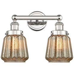 Edison Chatham 15.5"W 2 Light Polished Nickel Bath Light With Clear Sh