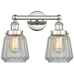Edison Chatham 15.5"W 2 Light Polished Nickel Bath Light With White Sh