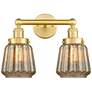 Edison Chatham 15.5"W 2 Light Satin Gold Bath Vanity Light With Clear 