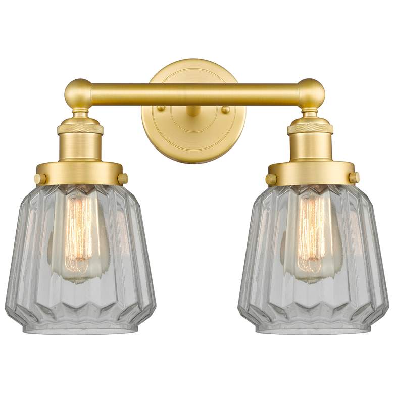 Image 1 Edison Chatham 15.5"W 2 Light Satin Gold Bath Vanity Light With White