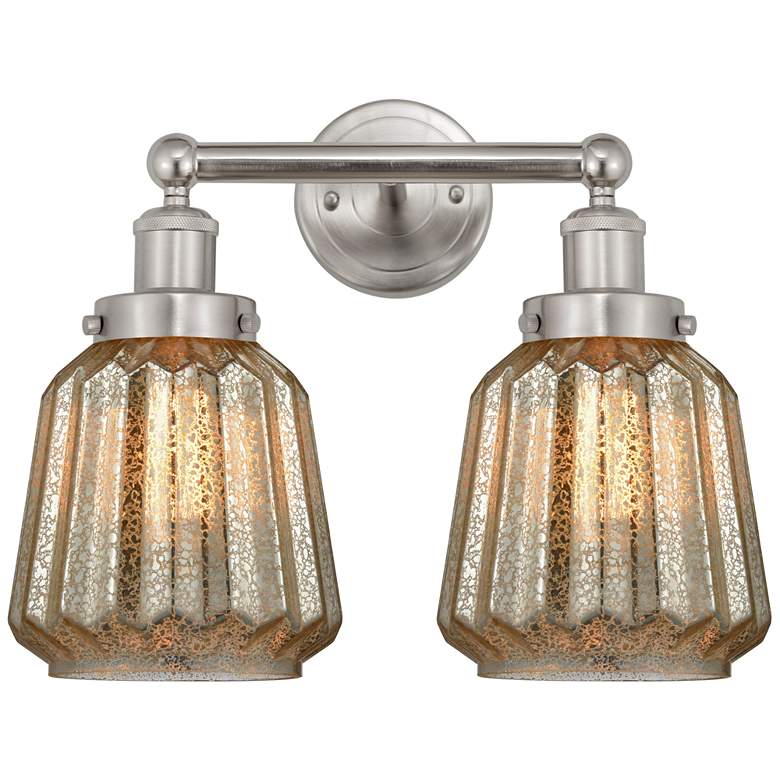 Image 1 Edison Chatham 16" 2-Light Brushed Satin Nickel Bath Light w/ Clear Sh